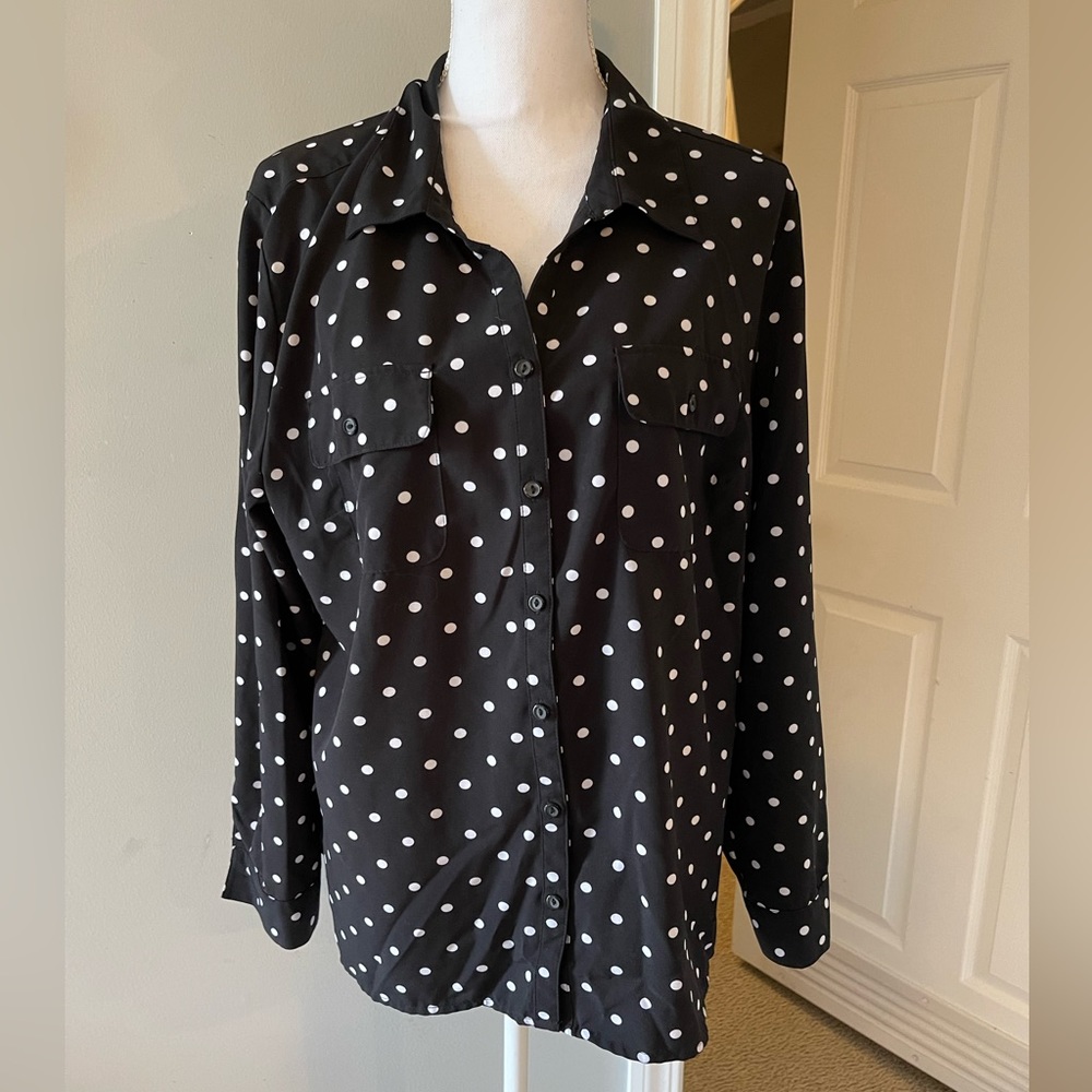 Kim Roger’s polka dot blouse